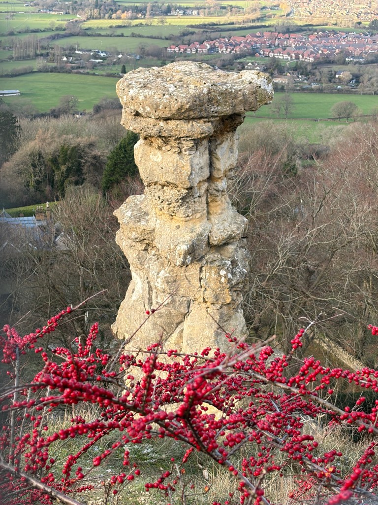 Devil’s chimney on Leckhampton Hill above Cheltenham 